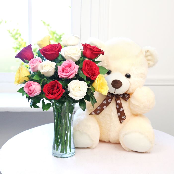 Flowers Arrangement With Teddy